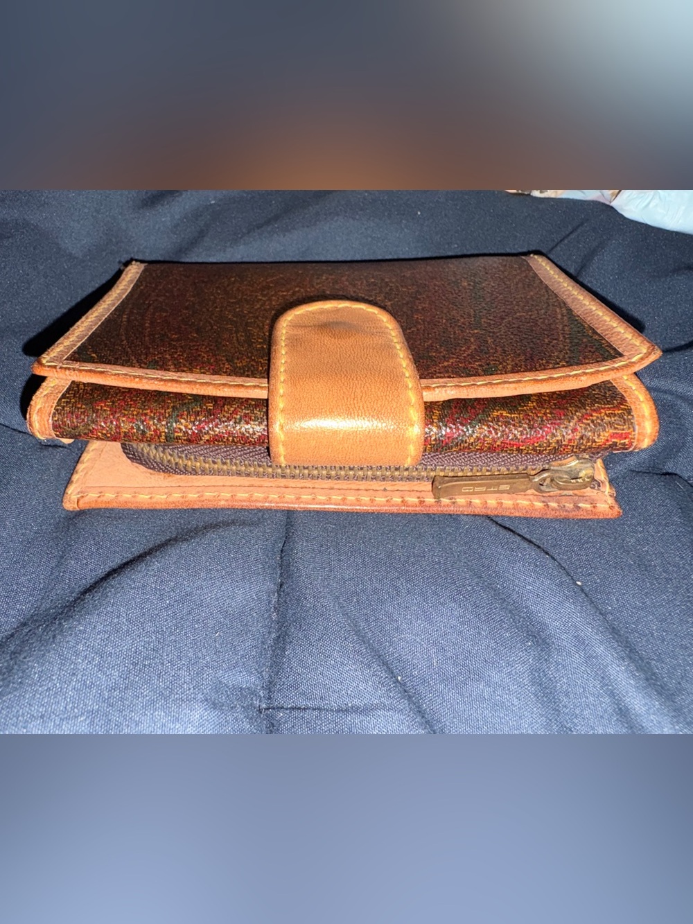 ETRO 1994 Milano Paisley Accordion Tobacco Leather Collector Wallet - Picture 10 of 12